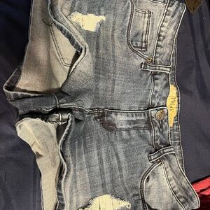 Distressed Blue Denim Shorts